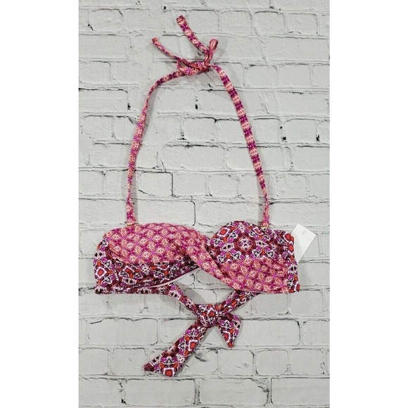 Polo Ralph Lauren Pink Geometric Bandeau Swimsuit Bikini Top WOMENS SIZE 8 - Picture 1 of 6